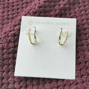 Kendra Scott Olivia Gold Huggie Earrings NEW WITH POUCH